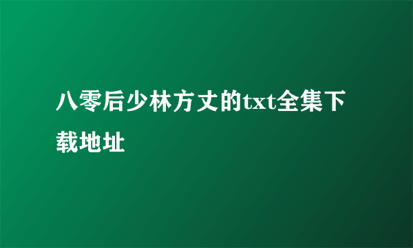 八零后少林方丈的txt全集下载地址