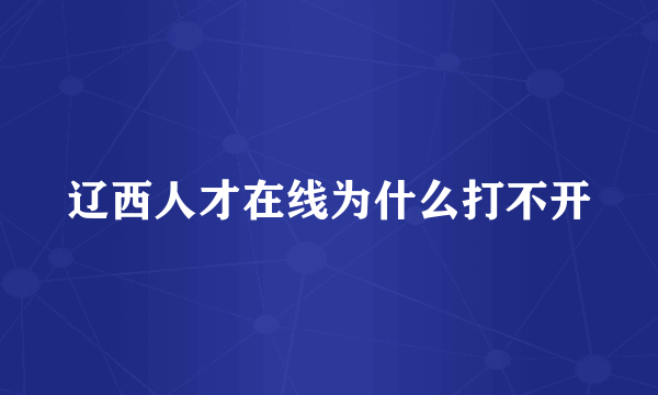 辽西人才在线为什么打不开