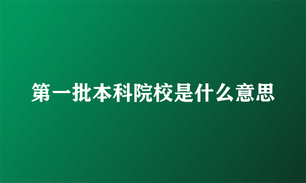 第一批本科院校是什么意思