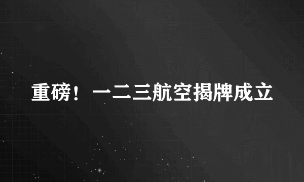 重磅！一二三航空揭牌成立