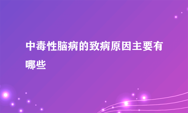 中毒性脑病的致病原因主要有哪些