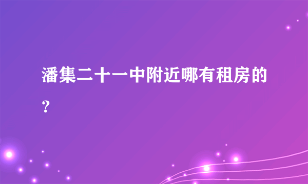 潘集二十一中附近哪有租房的？