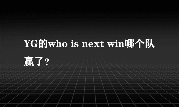 YG的who is next win哪个队赢了？