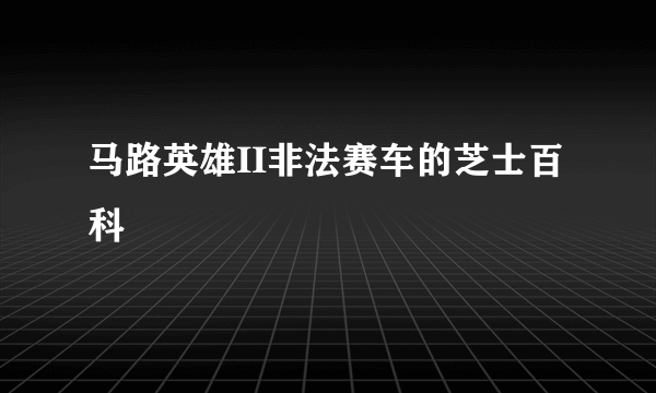 马路英雄II非法赛车的芝士百科