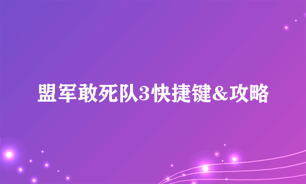 盟军敢死队3快捷键&攻略