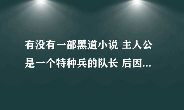 有没有一部黑道小说 主人公是一个特种兵的队长 后因为政治原因，他那个部队死了好多队员 最后都退隐了