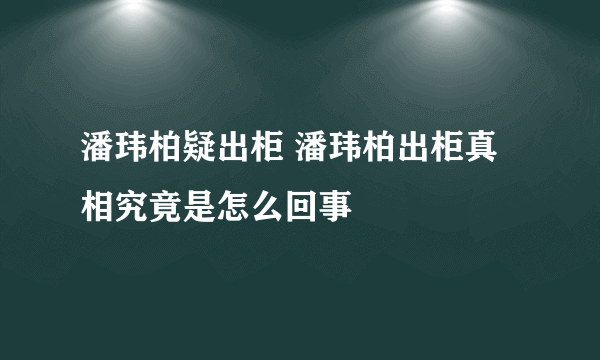 潘玮柏疑出柜 潘玮柏出柜真相究竟是怎么回事