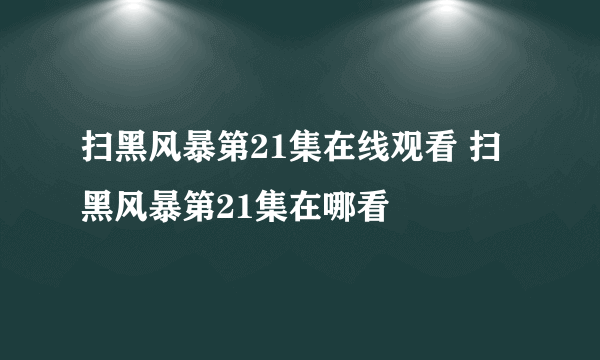 扫黑风暴第21集在线观看 扫黑风暴第21集在哪看