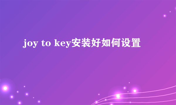 joy to key安装好如何设置