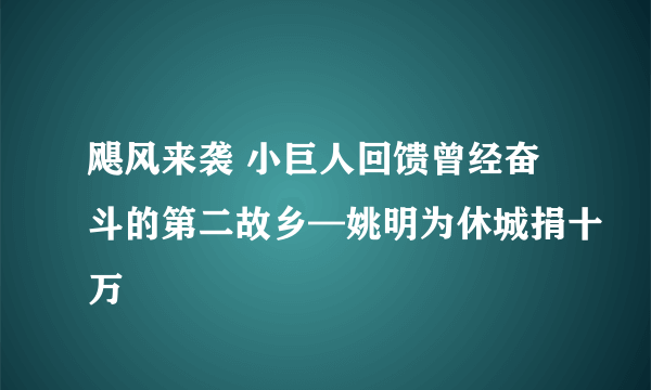 飓风来袭 小巨人回馈曾经奋斗的第二故乡—姚明为休城捐十万