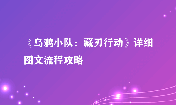 《乌鸦小队：藏刃行动》详细图文流程攻略