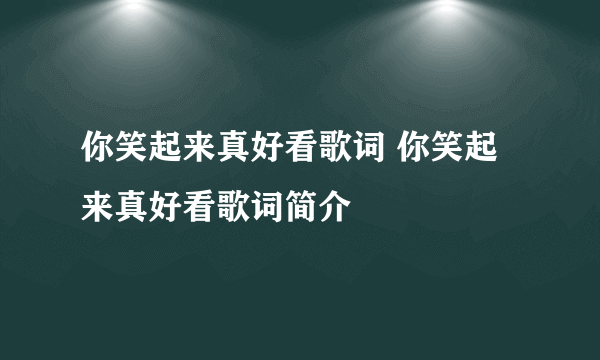 你笑起来真好看歌词 你笑起来真好看歌词简介