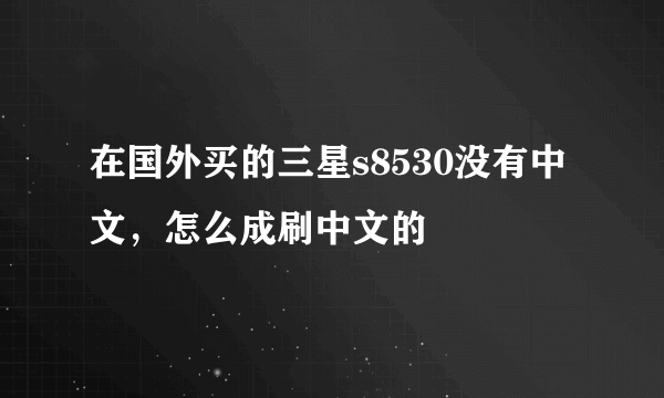 在国外买的三星s8530没有中文，怎么成刷中文的