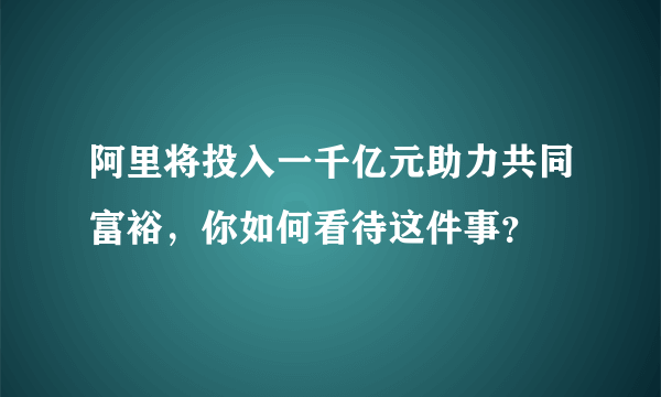 阿里将投入一千亿元助力共同富裕，你如何看待这件事？