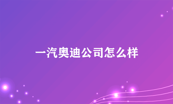 一汽奥迪公司怎么样