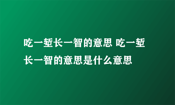 吃一堑长一智的意思 吃一堑长一智的意思是什么意思