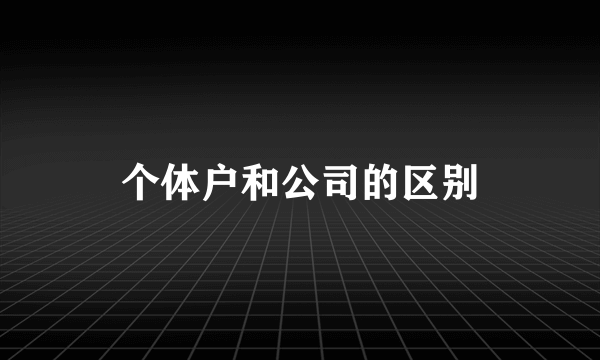 个体户和公司的区别