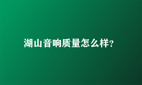 湖山音响质量怎么样？