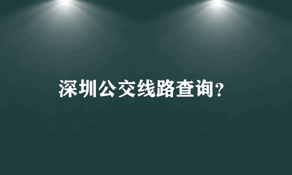 深圳公交线路查询？