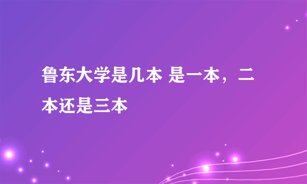 鲁东大学是几本 是一本，二本还是三本