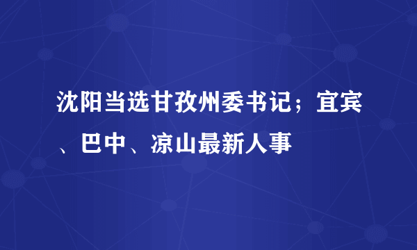 沈阳当选甘孜州委书记；宜宾、巴中、凉山最新人事