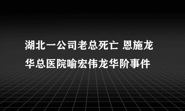 湖北一公司老总死亡 恩施龙华总医院喻宏伟龙华阶事件