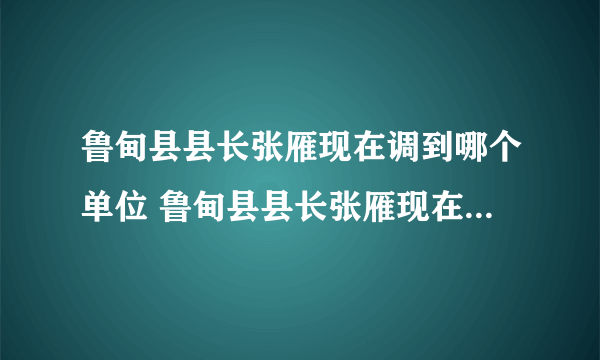 鲁甸县县长张雁现在调到哪个单位 鲁甸县县长张雁现在调到哪个？