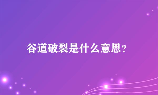 谷道破裂是什么意思？