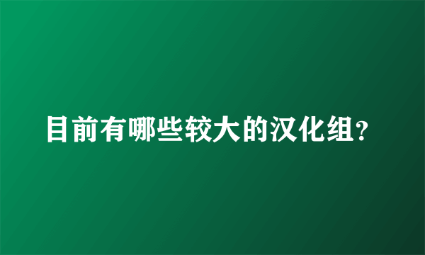 目前有哪些较大的汉化组？