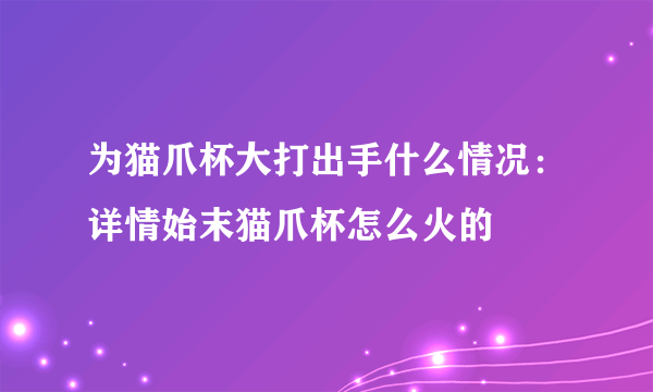 为猫爪杯大打出手什么情况：详情始末猫爪杯怎么火的