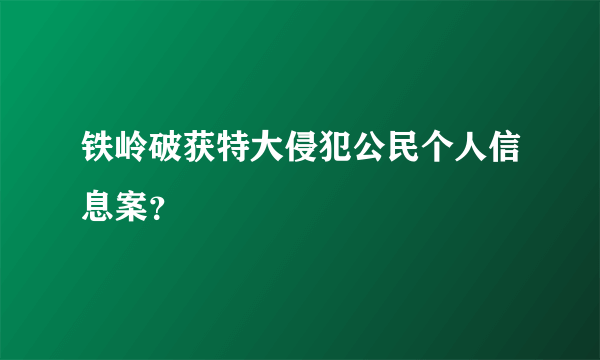 铁岭破获特大侵犯公民个人信息案？