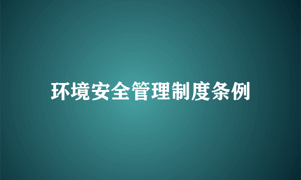 环境安全管理制度条例