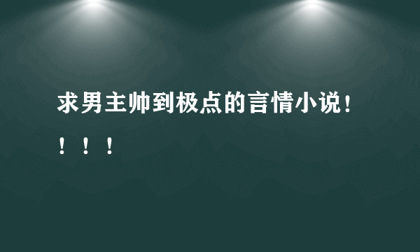 求男主帅到极点的言情小说！！！！