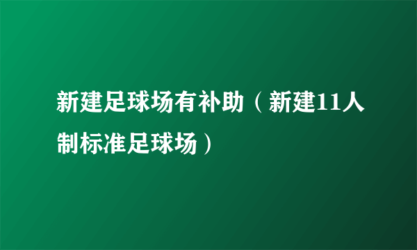 新建足球场有补助（新建11人制标准足球场）