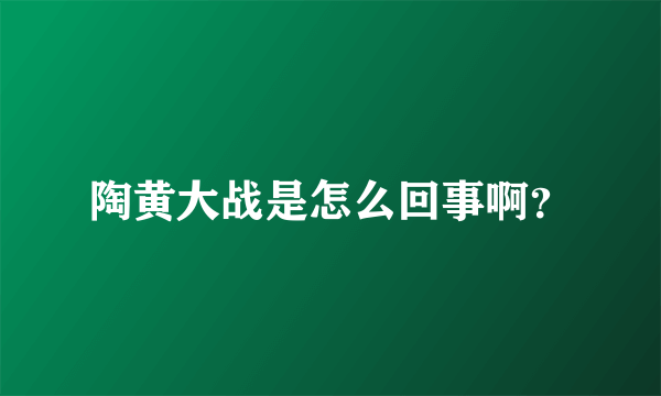 陶黄大战是怎么回事啊？