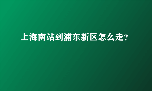 上海南站到浦东新区怎么走？