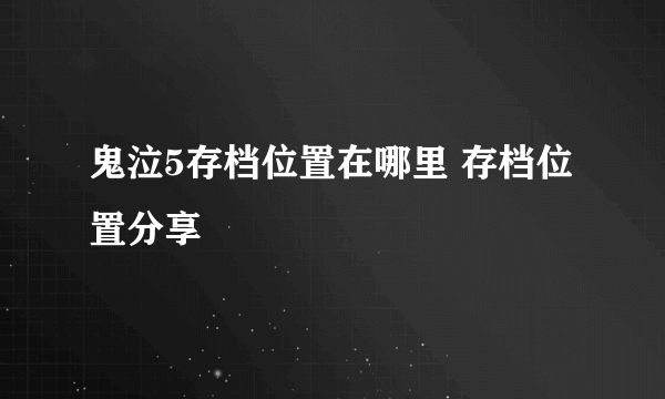 鬼泣5存档位置在哪里 存档位置分享