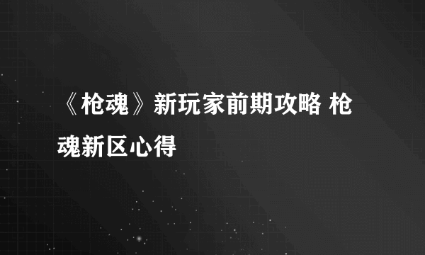 《枪魂》新玩家前期攻略 枪魂新区心得