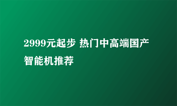 2999元起步 热门中高端国产智能机推荐