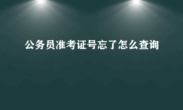 公务员准考证号忘了怎么查询