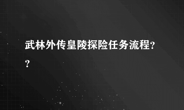 武林外传皇陵探险任务流程？？