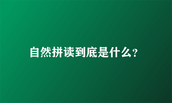 自然拼读到底是什么？