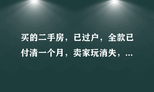 买的二手房，已过户，全款已付清一个月，卖家玩消失，可以强制换锁吗？