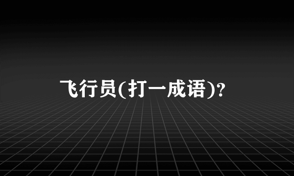 飞行员(打一成语)？