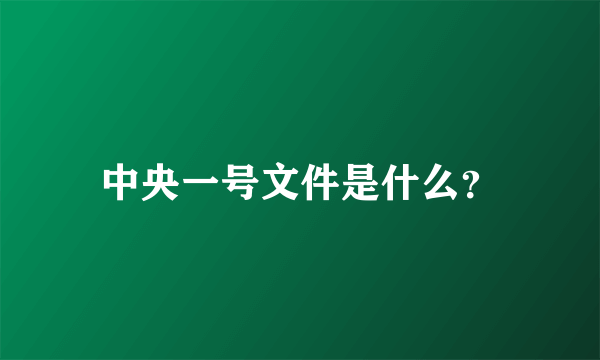 中央一号文件是什么？