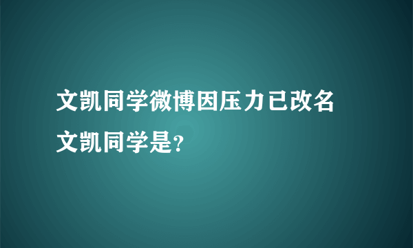 文凯同学微博因压力已改名 文凯同学是？