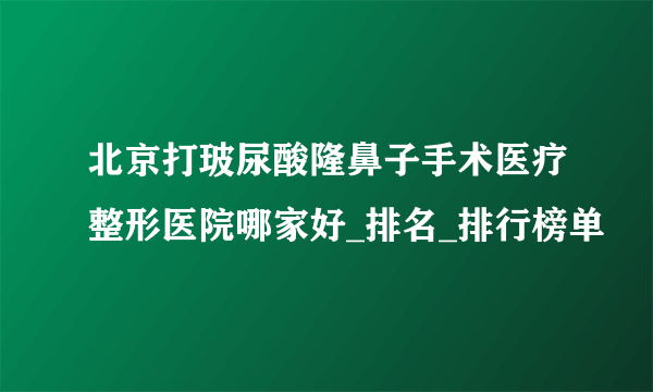 北京打玻尿酸隆鼻子手术医疗整形医院哪家好_排名_排行榜单