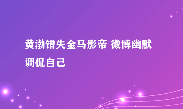 黄渤错失金马影帝 微博幽默调侃自己