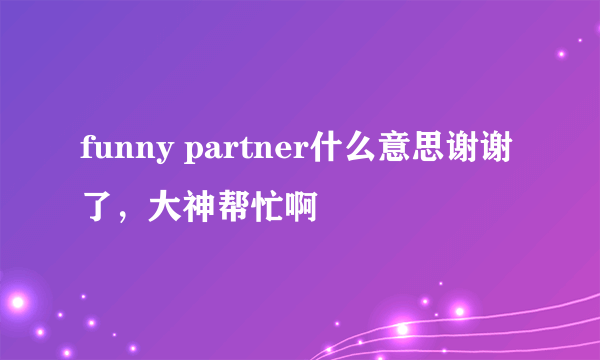 funny partner什么意思谢谢了，大神帮忙啊