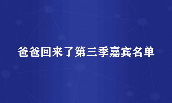 爸爸回来了第三季嘉宾名单